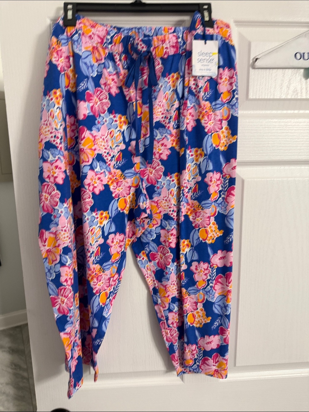Blue Floral Sleep Pants with Drawstring